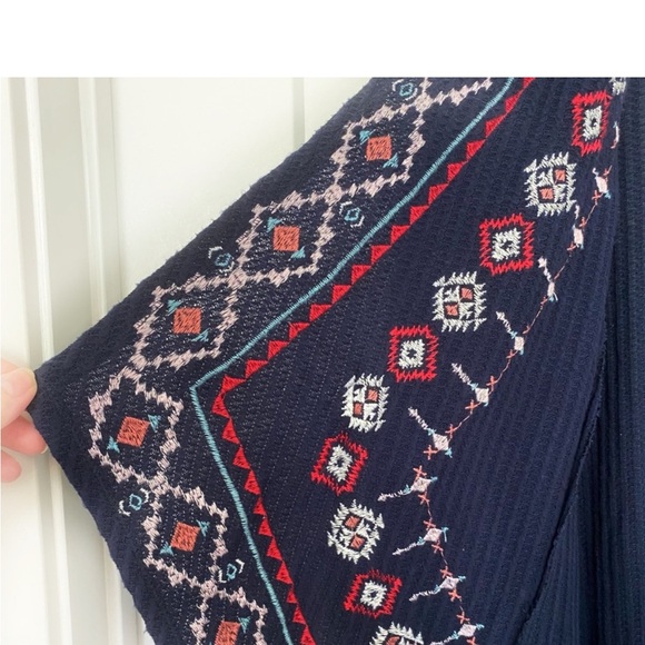 Knox Rose Navy Blue Embroidered Waffle Knit Cardigan Small - Picture 6 of 10